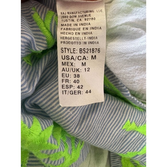 Basta Surf Size‎ Med Striped Romper Neon Palm Print Pom Trim Summer Outfit - Picture 8 of 8